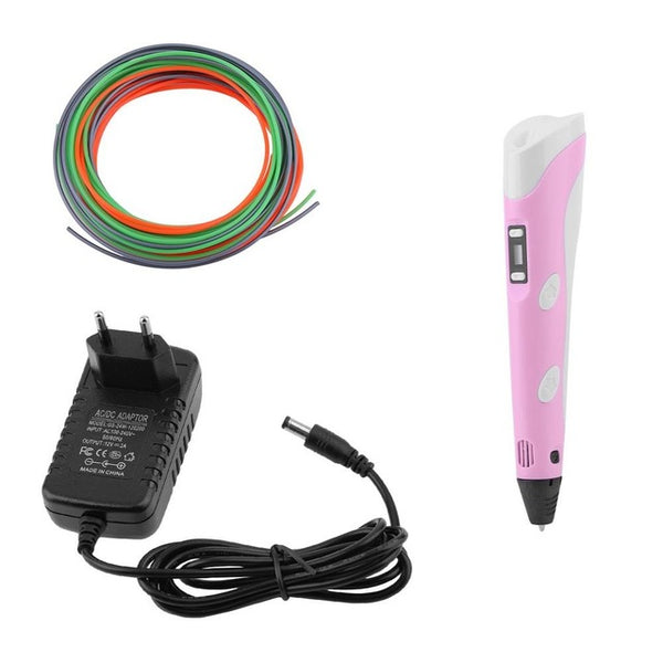 Magic 3D Printer Pen Set LCD Display 3D Drawing Pen With Powerful Filaments US/EU Plug Birthday Present For Kids