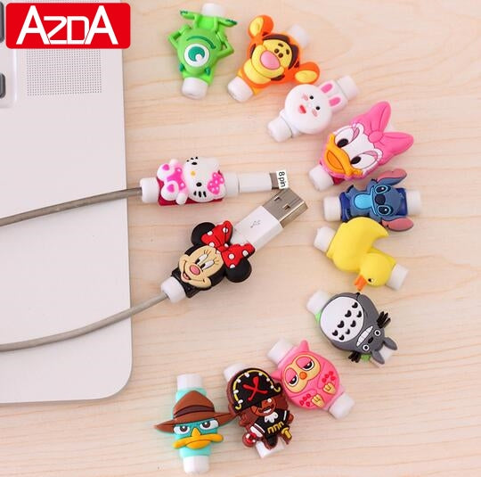 Cartoon Protector Cable Cord Saver Cover Coque For iPhone 8 4 4S 5 5S SE 5C 6 6S 7 X Plus Protective